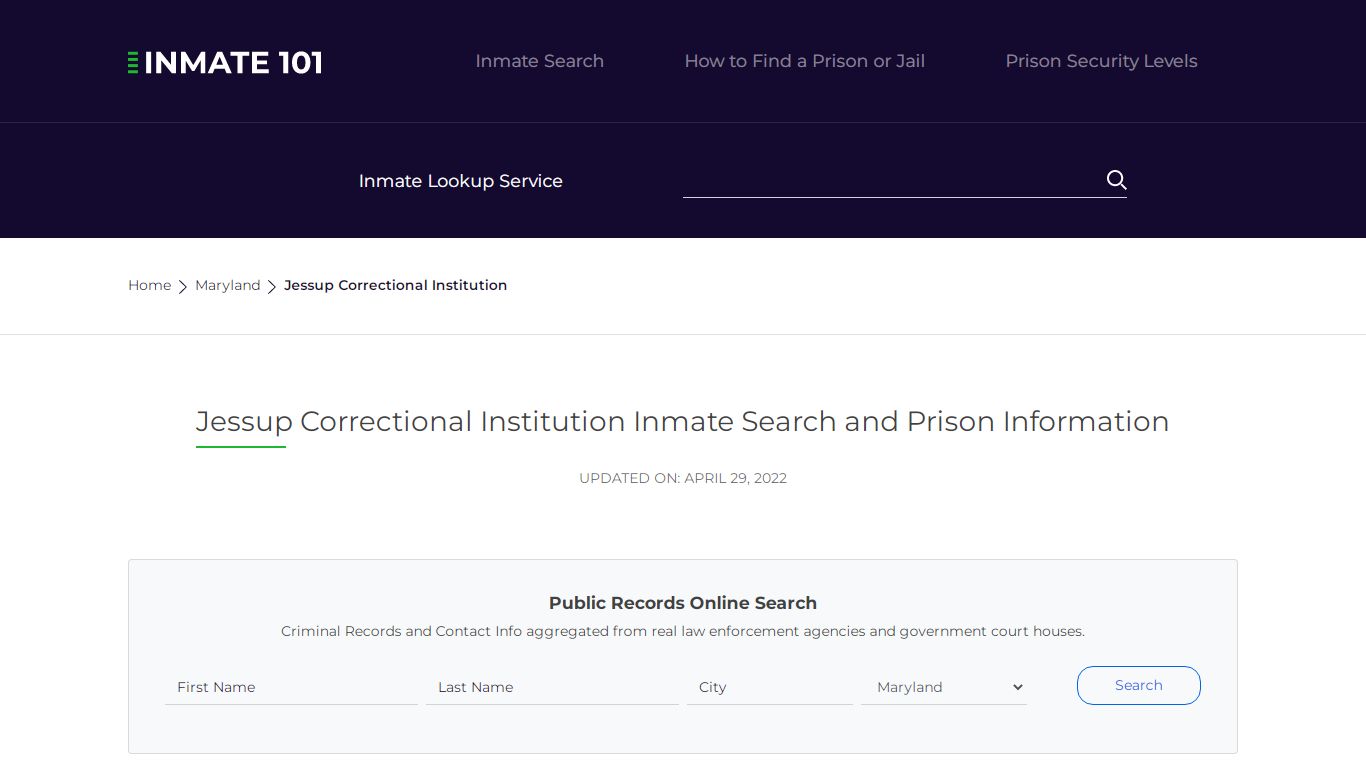 Jessup Correctional Institution Inmate Search, Visitation ...