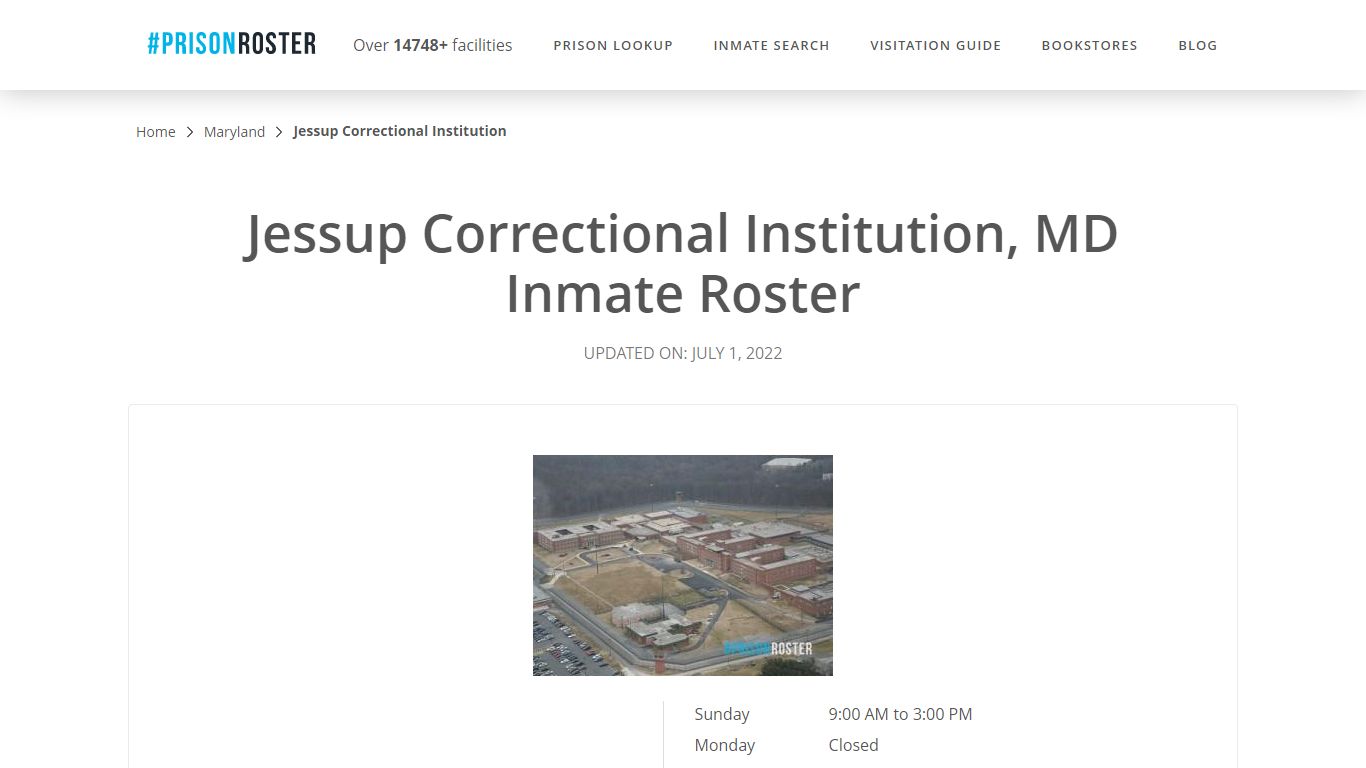 Jessup Correctional Institution, MD Inmate Roster